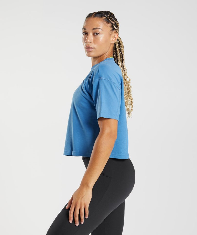 Przycięte Topy Gymshark GS Power Midi Damskie Niebieskie | PL 423UIF